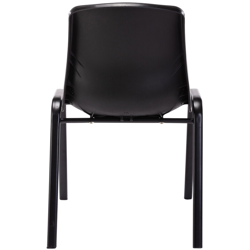 Stapelbar modern stol med bekväm plastsits och metallram