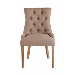 Elegant matstol med tygklädd sits och träben