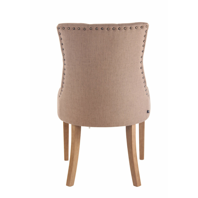 Elegant matstol med tygklädd sits och träben