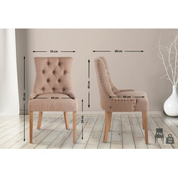 Elegant matstol med tygklädd sits och träben