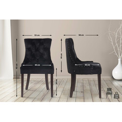 Elegant matstol i sammet med dekorativa sömmar