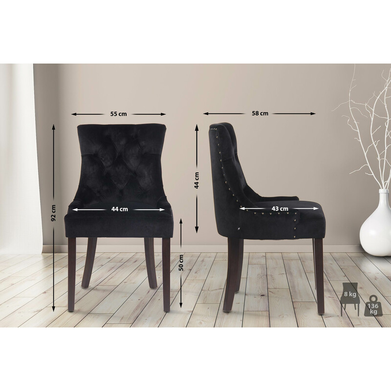 Elegant matstol i sammet med dekorativa sömmar