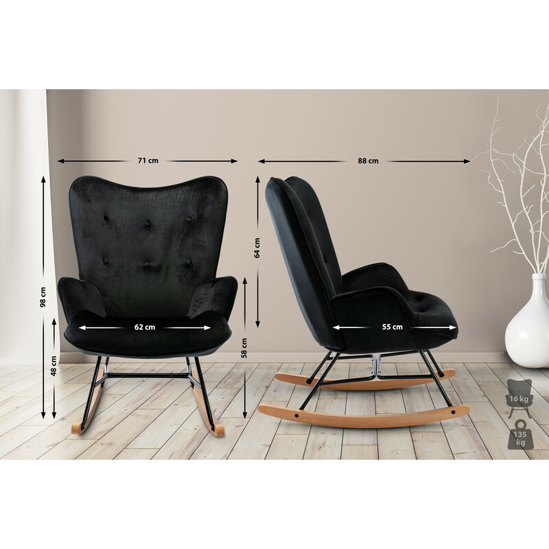 Elegant modern gungstol med sammetsklädsel och stabil metallram