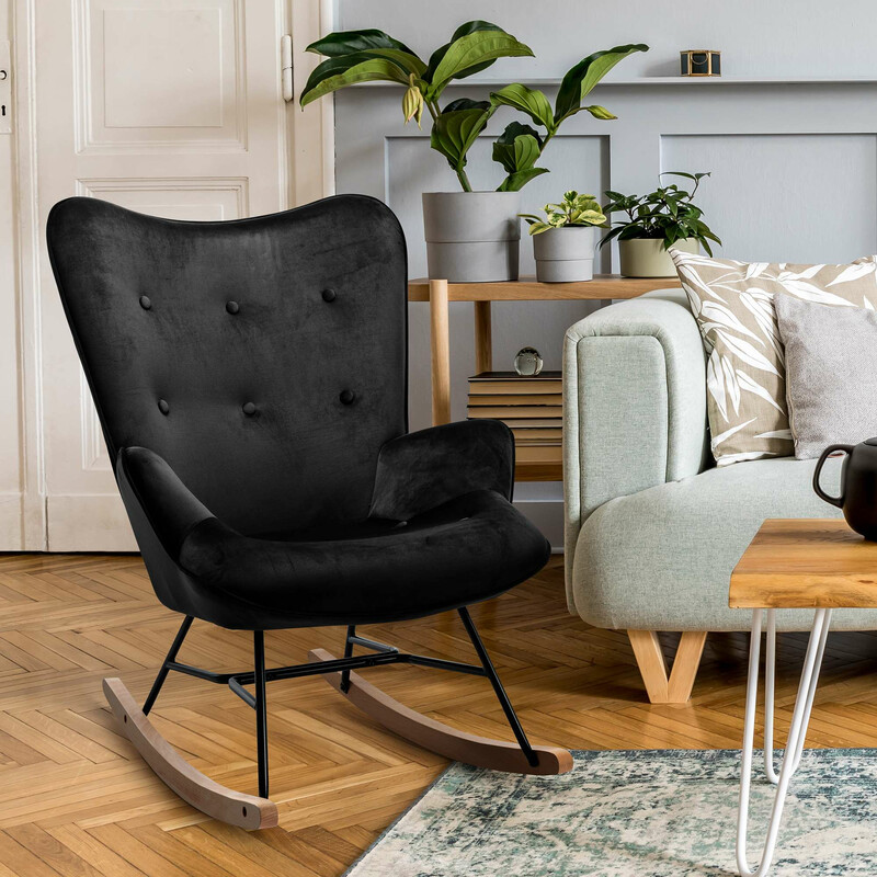 Elegant modern gungstol med sammetsklädsel och stabil metallram