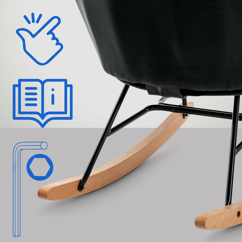 Elegant modern gungstol med sammetsklädsel och stabil metallram