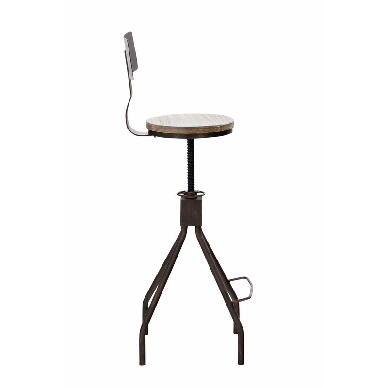 Industriella barstolar i furu med justerbar metallram