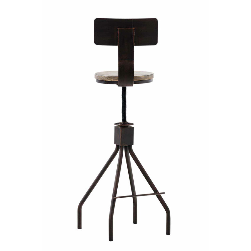 Industriella barstolar i furu med justerbar metallram