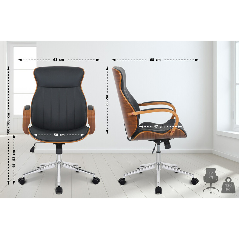 Ergonomisk kontorsstol i konstläder med gungfunktion och höjdjustering