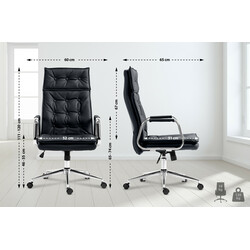 Elegant kontorsstol i äkta läder med chesterfield-design