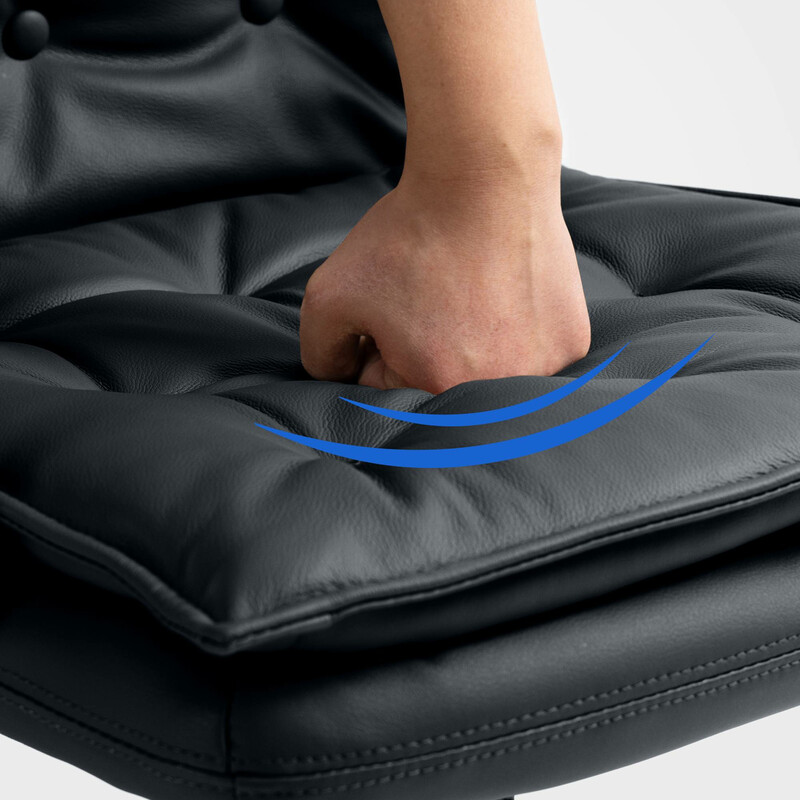 Elegant kontorsstol i äkta läder med chesterfield-design