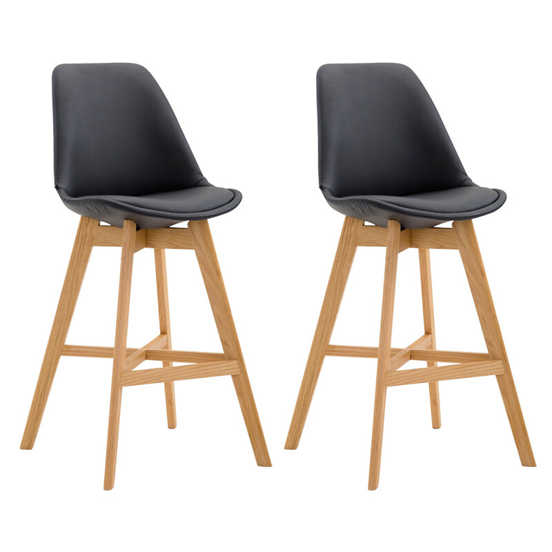 Elegant barstolsduo i ek med konstläderklädsel