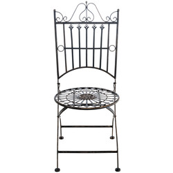 Nostalgisk fällbar trädgårdsstol i järn med antik patina