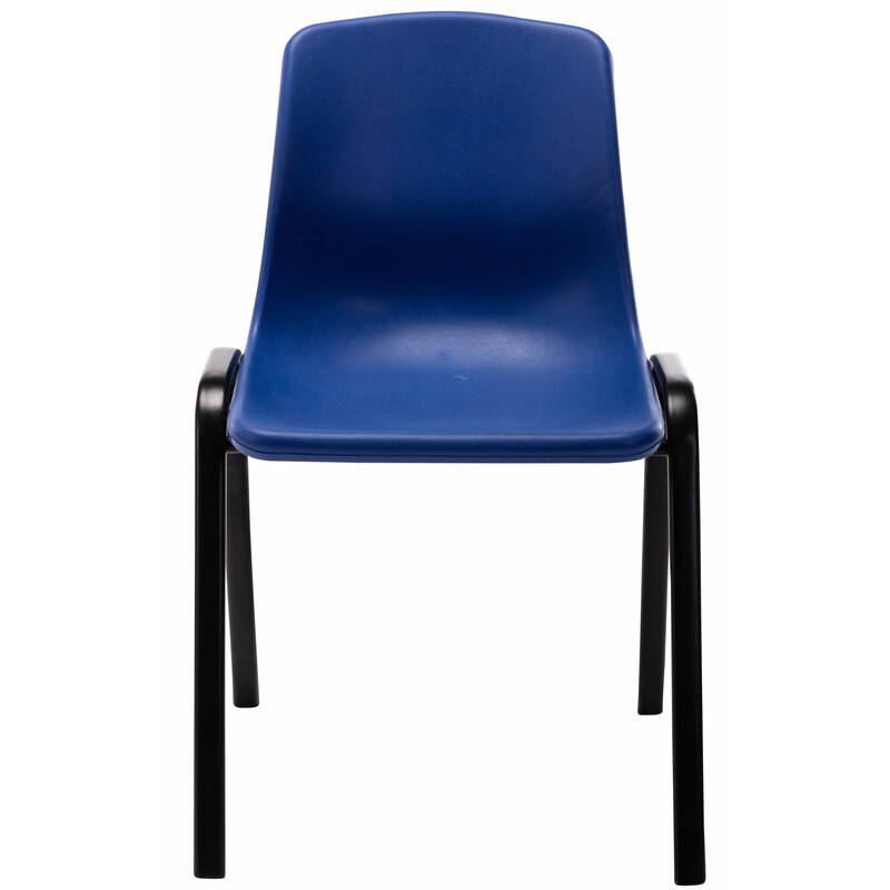 Stapelbar och lättskött plaststol med metallram