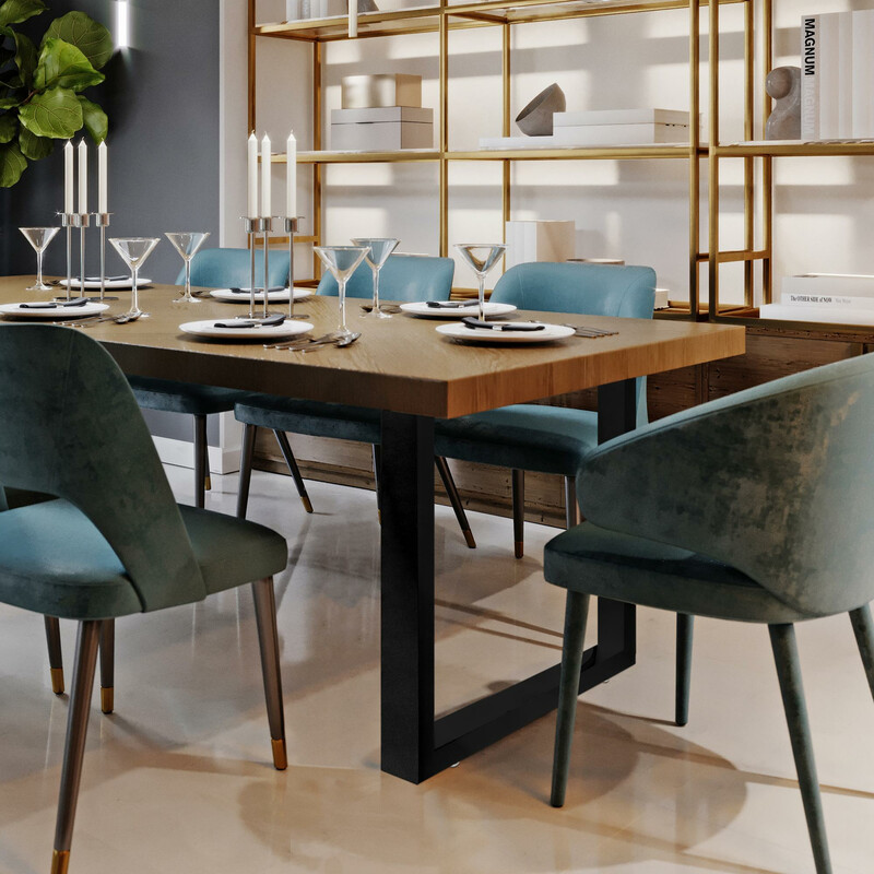 Mångsidiga bordsben i pulverlackerat stål med golvskydd