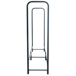 Elegant svart vedställning i stål med svängd design