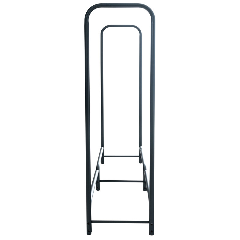 Elegant svart vedställning i stål med svängd design