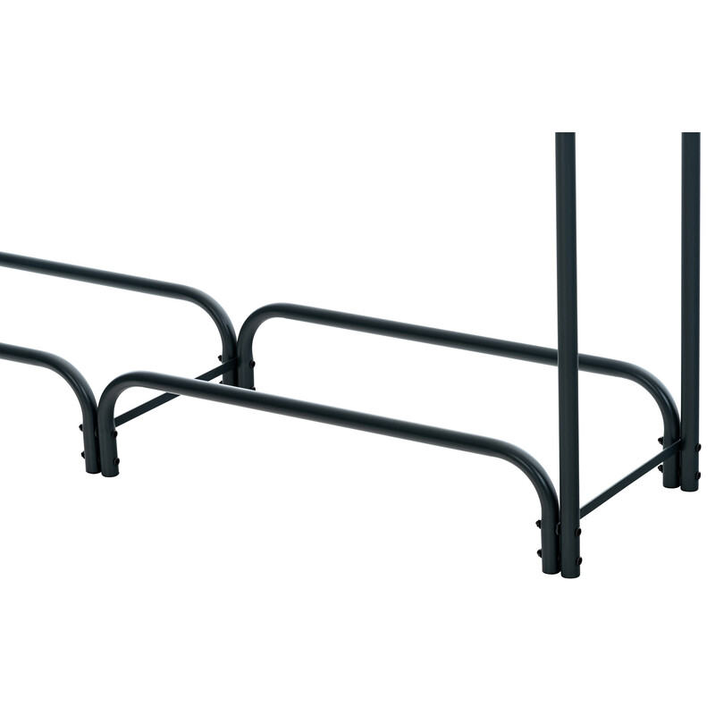 Elegant svart vedställning i stål med svängd design