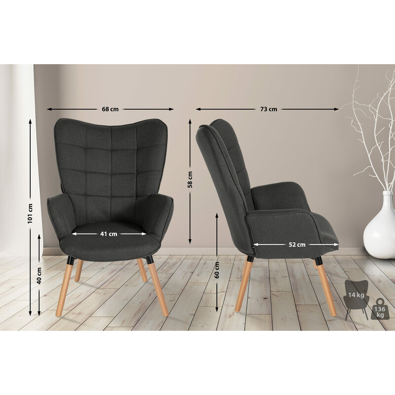 Elegant och bekväm garding fåtölj med quiltat ryggstöd