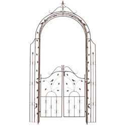 Rosenbåge med grind i järn för klätterväxter