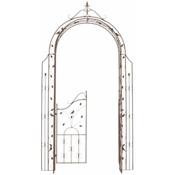 Rosenbåge med grind i järn för klätterväxter