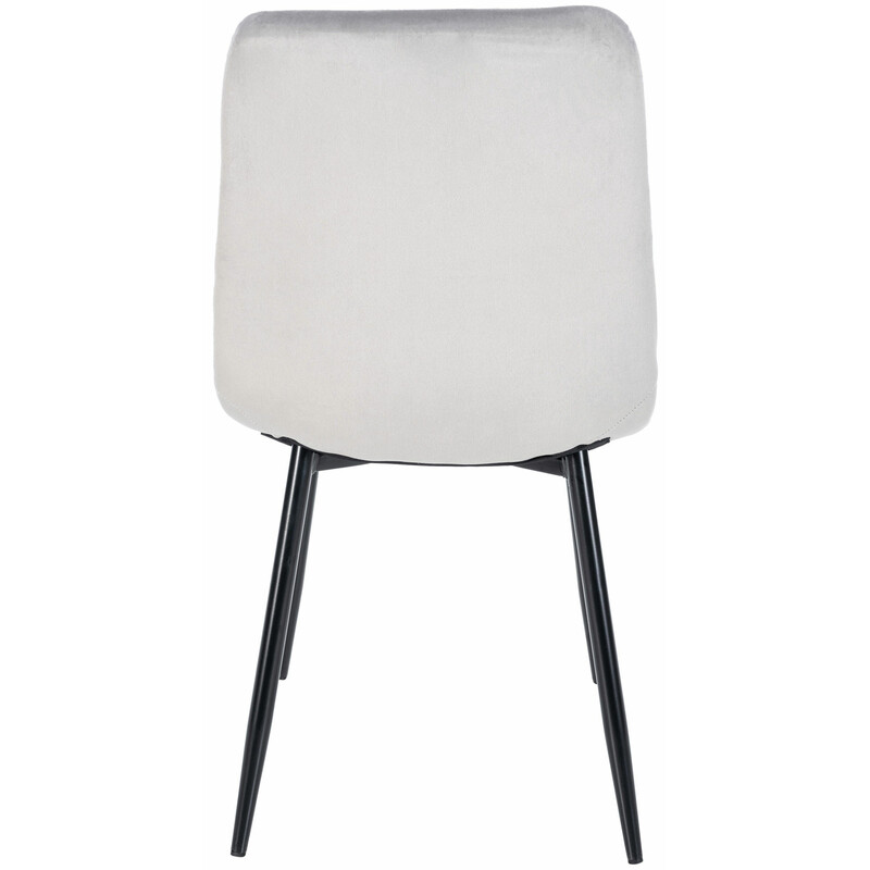 Vadderad sammetsstol med hög rygg och metallben