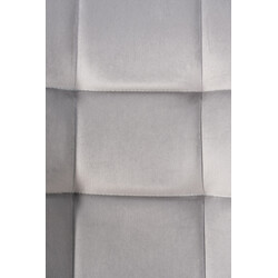 Vadderad sammetsstol med hög rygg och metallben