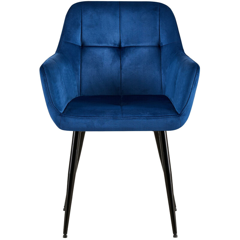 Elegant modern besöksstol med sammetsöverdrag och metallram