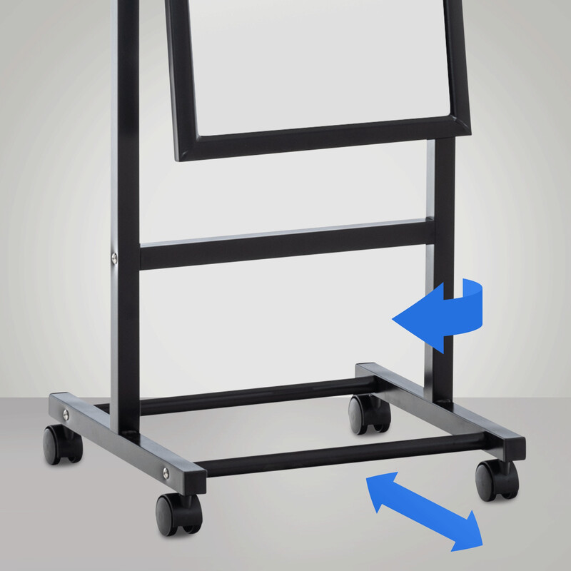 Stilren golvspegel med justerbar lutning och hjul