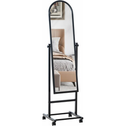 Stilren golvspegel med justerbar lutning och hjul