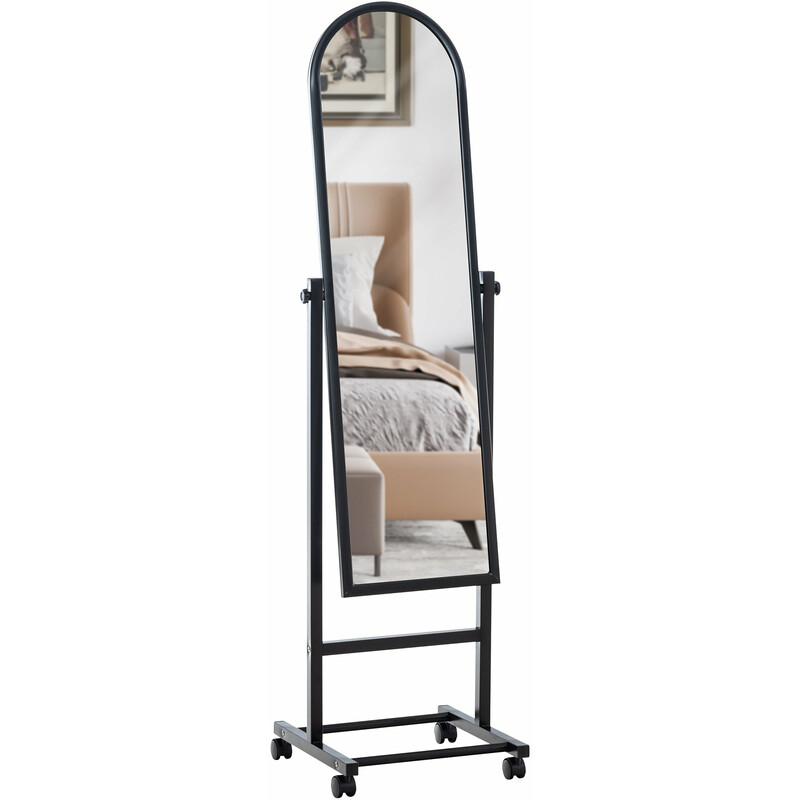 Stilren golvspegel med justerbar lutning och hjul