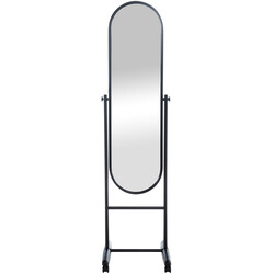 Elegant och praktisk oval spegel med metallram och hjul