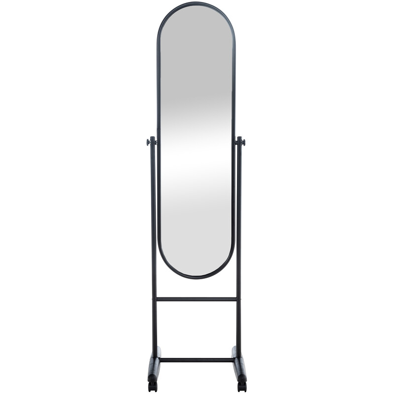 Elegant och praktisk oval spegel med metallram och hjul