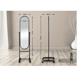 Elegant och praktisk oval spegel med metallram och hjul