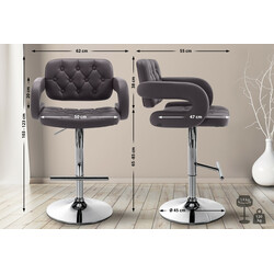 Elegant höjdjusterbar barstol i quiltat konstläder