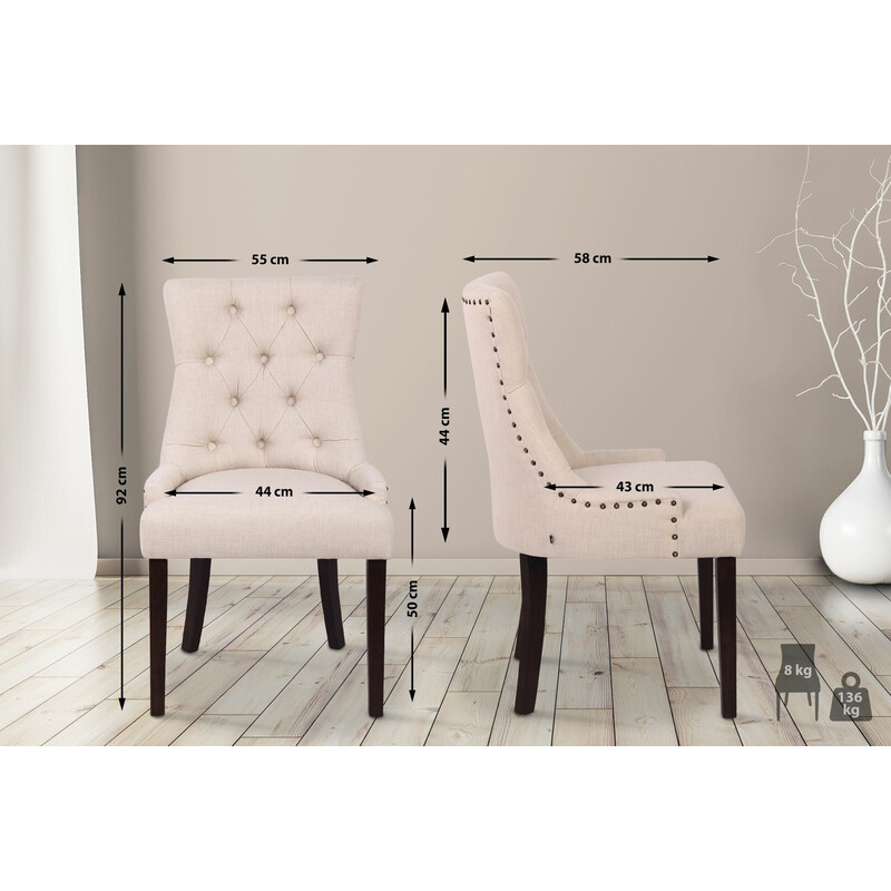 Elegant matstol med quiltad sits och träben