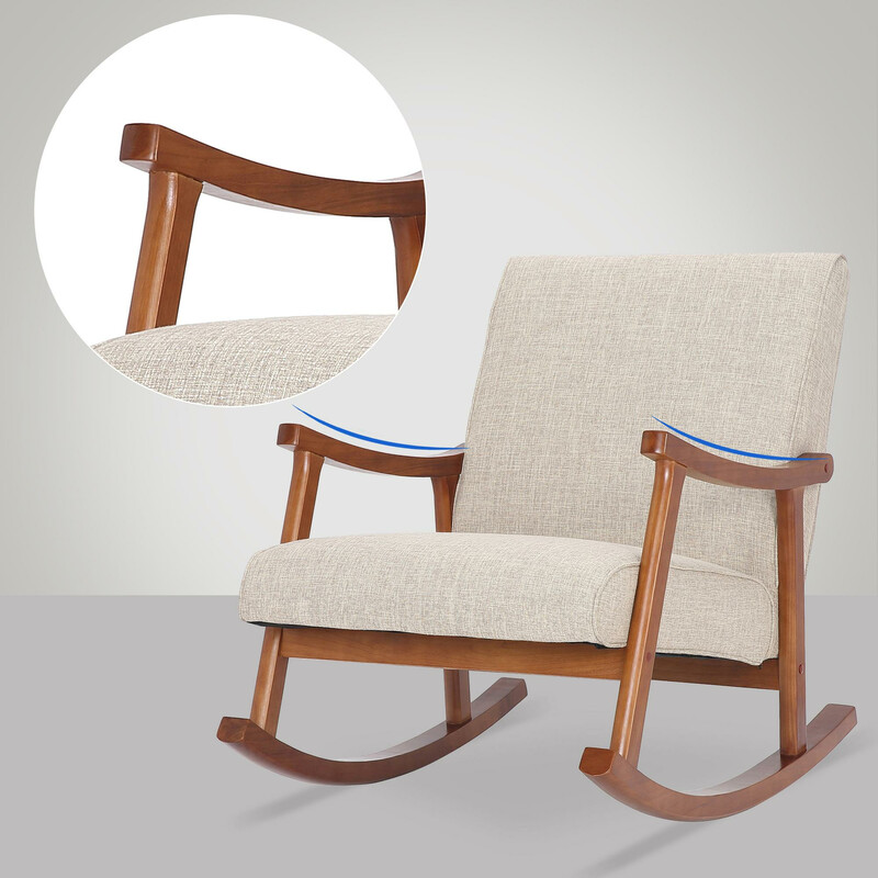 Elegant och bekväm gungstol i valnötsfärgat trä