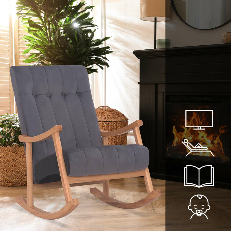 Elegant och bekväm gungstol i sammet för avkoppling