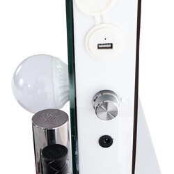 Sminkspegel med LED-lampor och USB-laddning för väggmontering