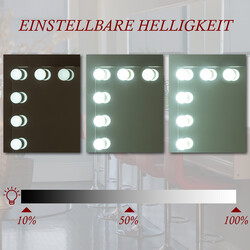 Sminkspegel med LED-lampor och USB-laddning för väggmontering