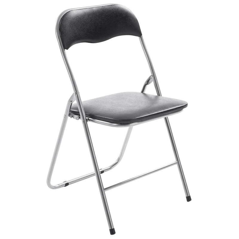 Hopfällbar stol med vadderad sits och metallram