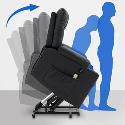 Elektrisk lyftfåtölj med USB och mugghållare