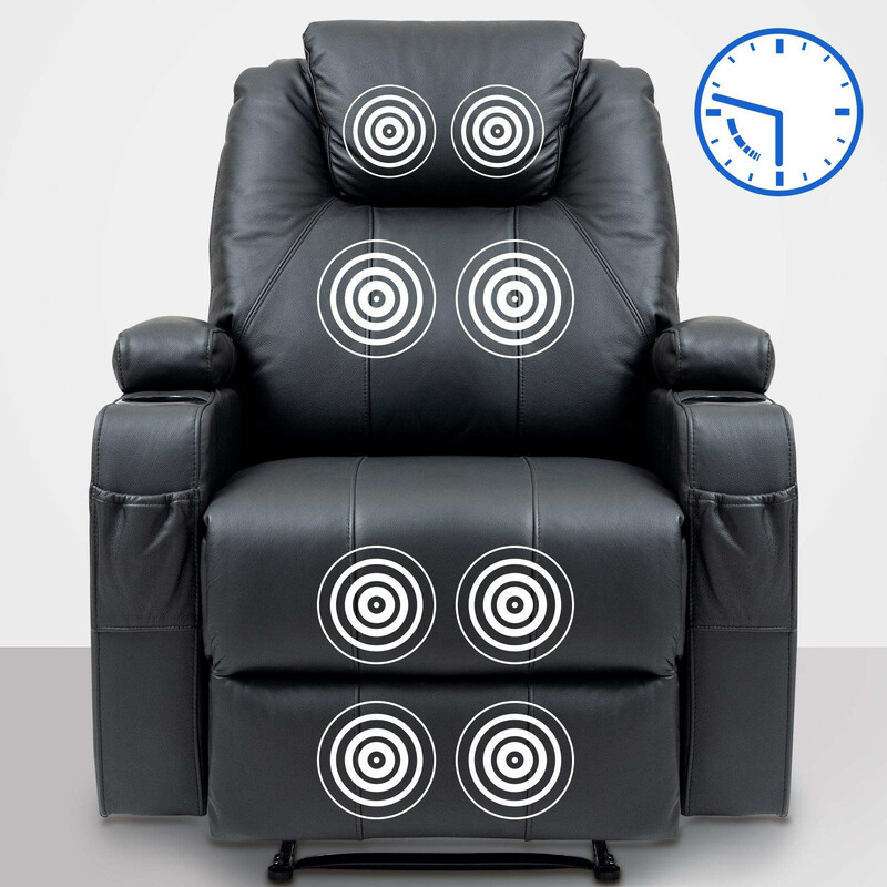 Lyxig massagefåtölj med värme och justerbart ryggstöd