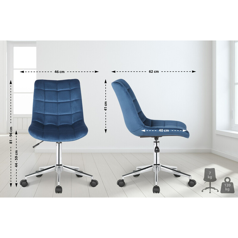 Elegant och ergonomisk kontorsstol i sammet med justerbar höjd