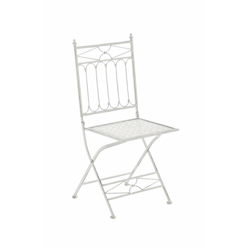 Elegant handgjord trädgårdsstol i järn med antikpatina