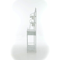 Nostalgisk växthylla i järn med antikpatina och metallkorgar