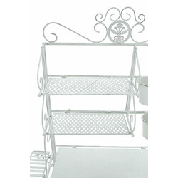 Nostalgisk växthylla i järn med antikpatina och metallkorgar