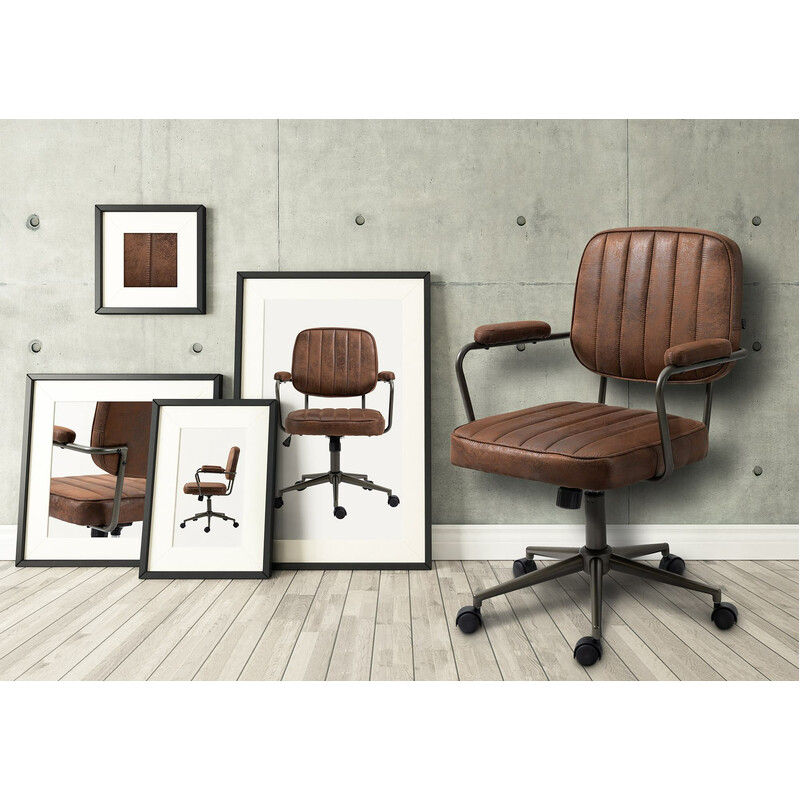 Ergonomisk kontorsstol med konstläder och justerbar höjd