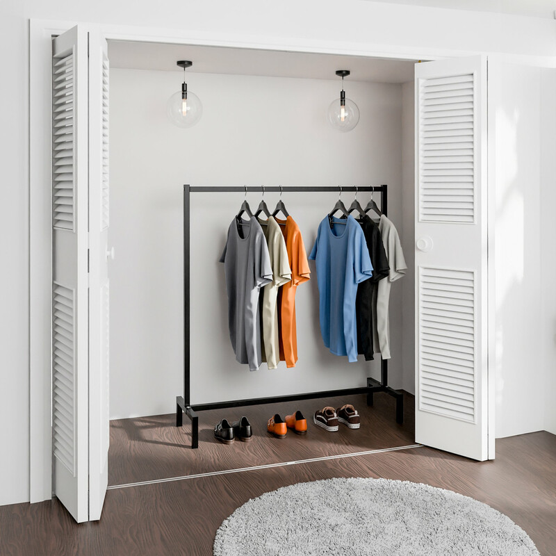 Industriell klädställning loft-stil platsbesparande förvaring stabil