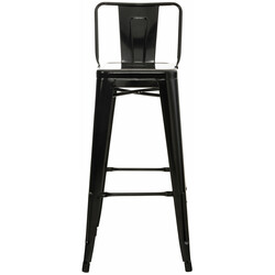 Klassisk metallbarstol med ryggstöd och fotstöd