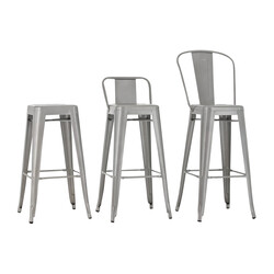 Klassisk hållbar barstol med högt ryggstöd i metall